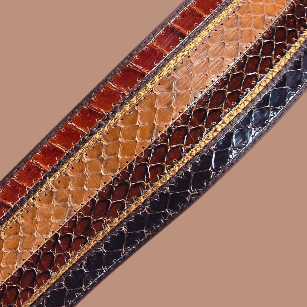 Vintage Charles Jourdan Paris Patchwork Python & Lizard Belt | Size 75 | Made in - Picture 9 of 16